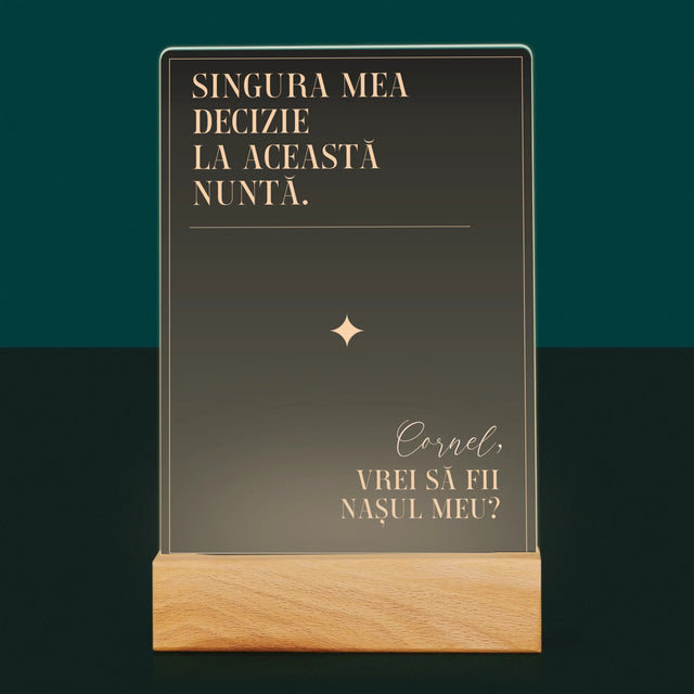 Numele Și Semnătura: Singura Mea Decizie - Imprimare Pe Sticlă Acrilică (Verticală)