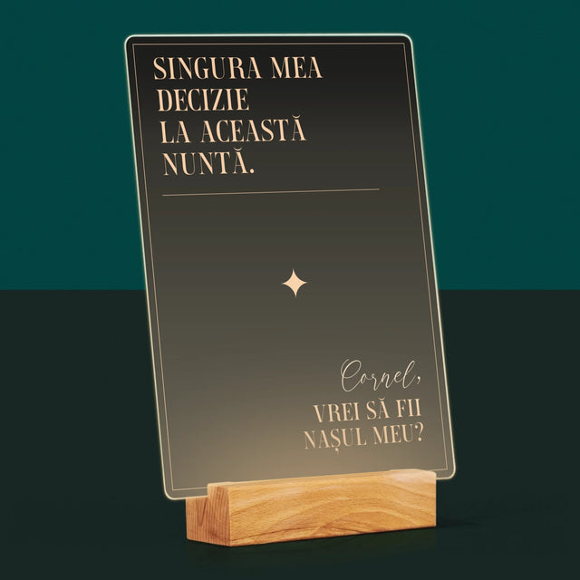 Numele Și Semnătura: Singura Mea Decizie - Imprimare Pe Sticlă Acrilică (Verticală)
