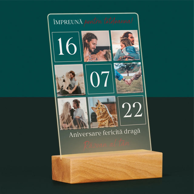 Colaj De Fotografii: Împreună Pentru Totdeauna! - Imprimare Pe Sticlă Acrilică (Verticală)
