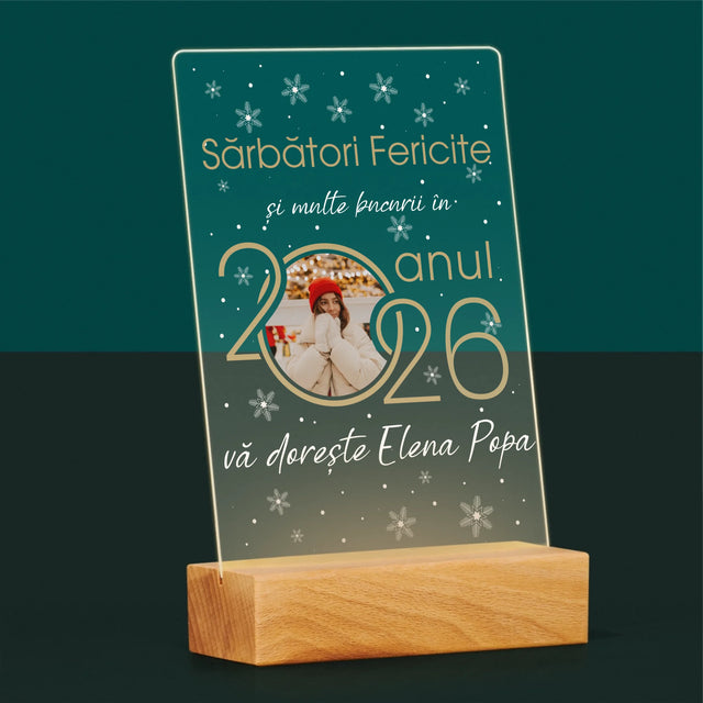 Colaj De Fotografii: An Nou Fericit - Imprimare Pe Sticlă Acrilică (Verticală)