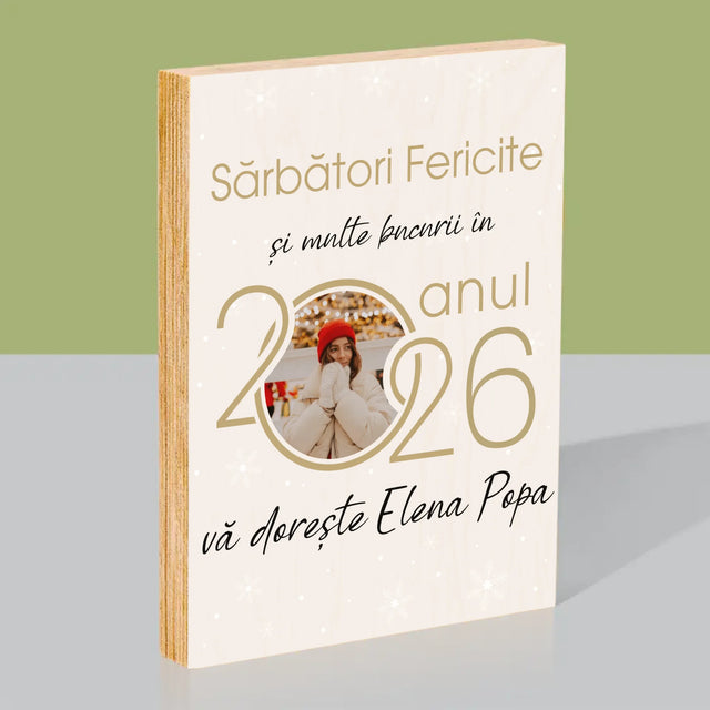 Colaj De Fotografii: An Nou Fericit - Imprimare Pe Lemn ( Verticală)