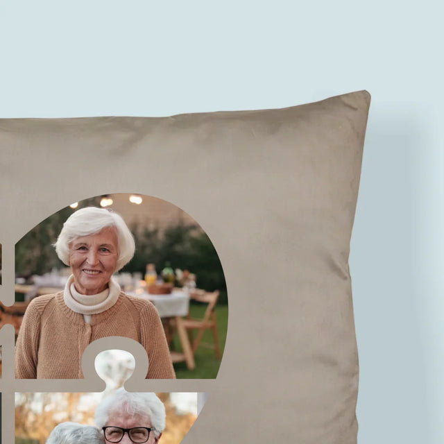 Colaj De Fotografii: Puzzle Inimă Pentru Bunică - Pernă (Cu Fotografie)