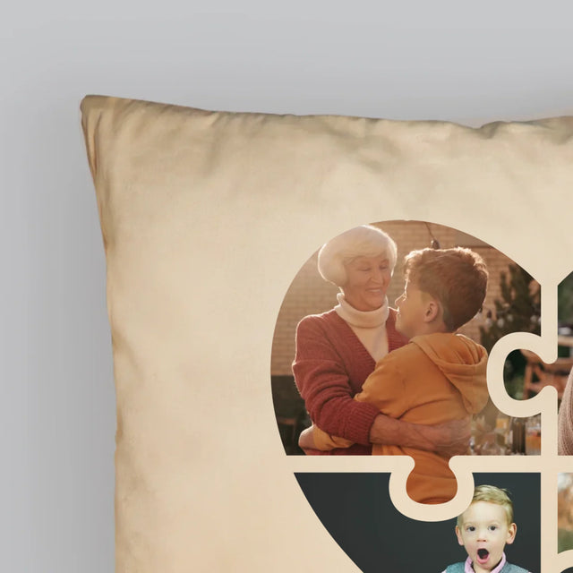 Colaj De Fotografii: Puzzle Inimă Pentru Bunică - Pernă (Cu Fotografie)