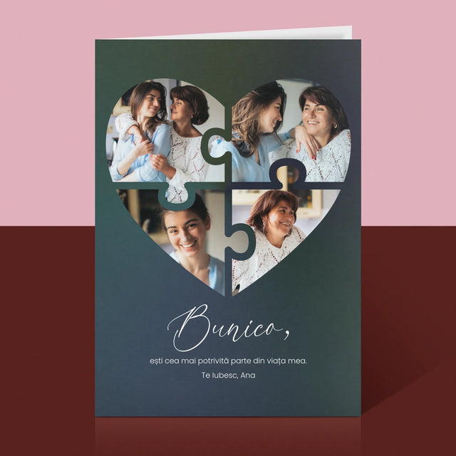 Colaj De Fotografii: Puzzle Inimă Pentru Bunică - Card Cu Felicitări