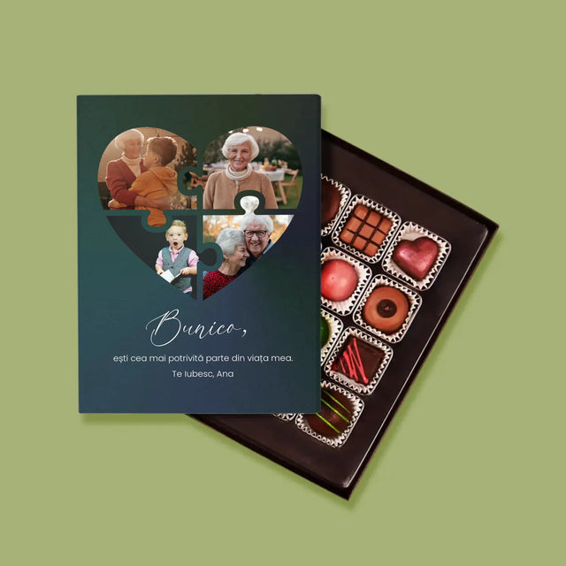 Colaj De Fotografii: Puzzle Inimă Pentru Bunică - Praline