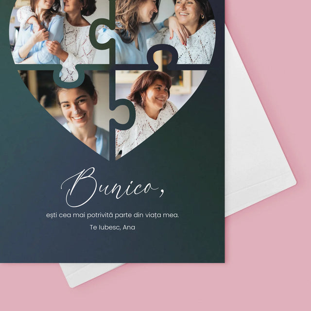 Colaj De Fotografii: Puzzle Inimă Pentru Bunică - Card Cu Felicitări