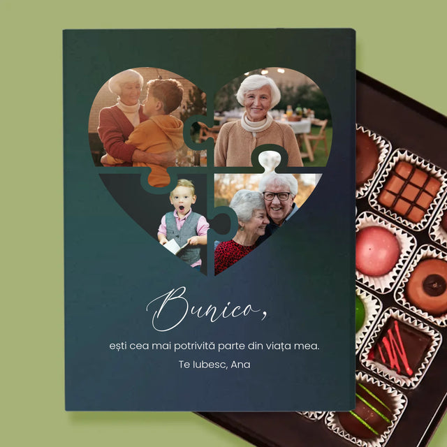 Colaj De Fotografii: Puzzle Inimă Pentru Bunică - Praline