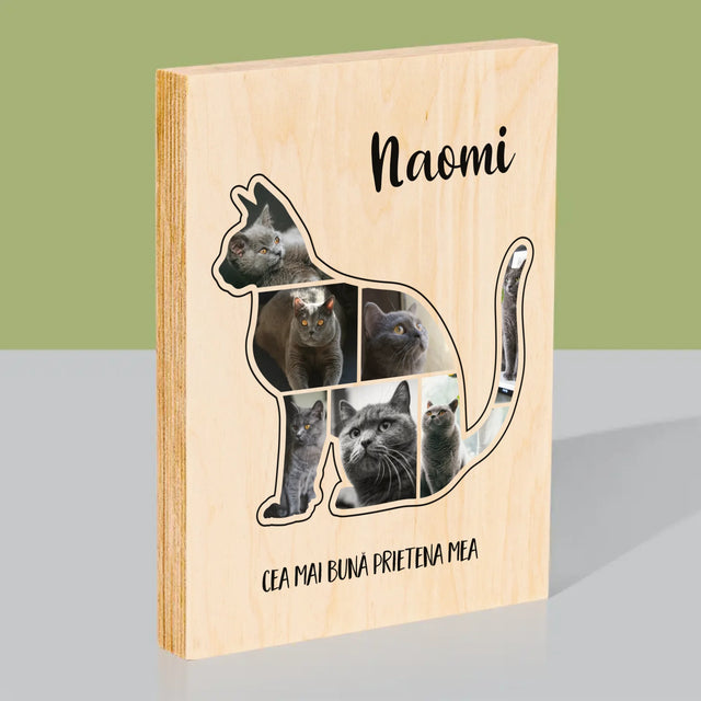 Formă Din Fotografii: Mâțul Cel Mai Bun Prieten - Imprimare Pe Lemn ( Verticală)