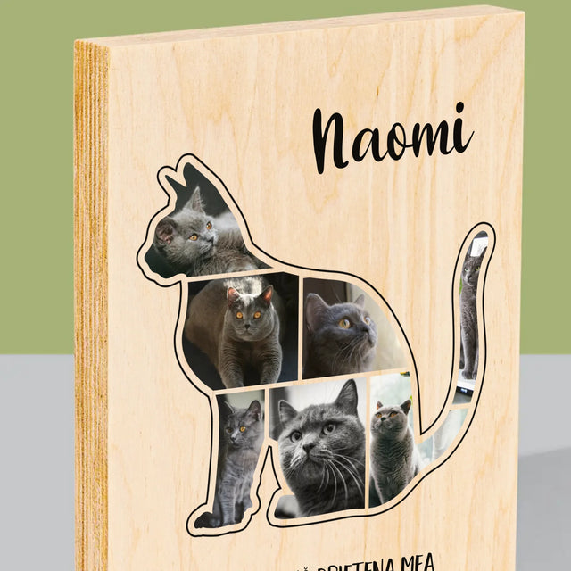 Formă Din Fotografii: Mâțul Cel Mai Bun Prieten - Imprimare Pe Lemn ( Verticală)