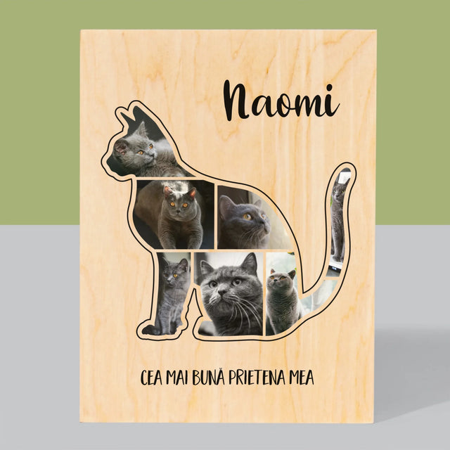 Formă Din Fotografii: Mâțul Cel Mai Bun Prieten - Imprimare Pe Lemn ( Verticală)