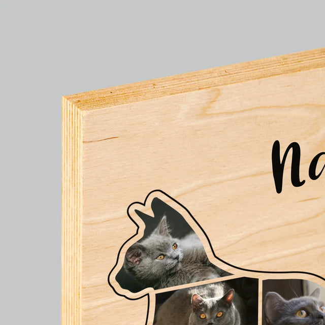 Formă Din Fotografii: Mâțul Cel Mai Bun Prieten - Imprimare Pe Lemn ( Verticală)