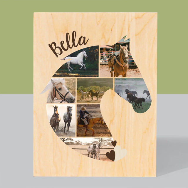Formă Din Fotografii: Cal - Imprimare Pe Lemn ( Verticală)