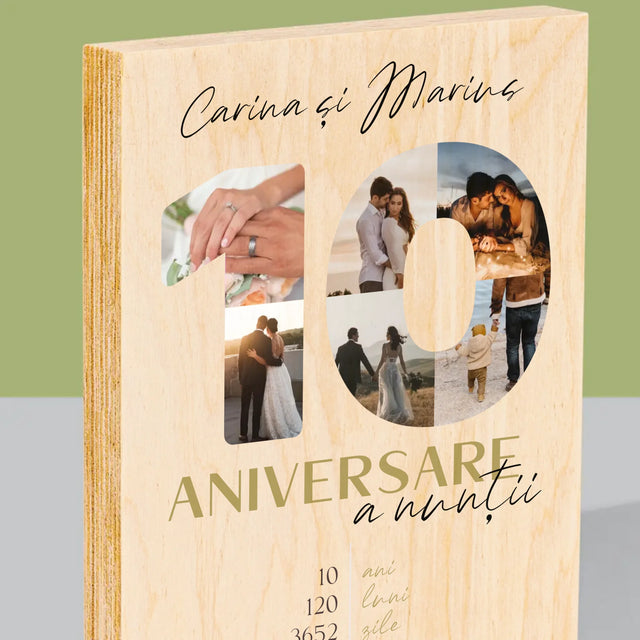 Cuvânt Din Fotografii: A 10-A Aniversare A Nunții - Imprimare Pe Lemn ( Verticală)