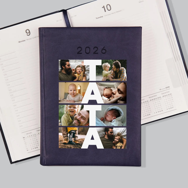 Colaj De Fotografii: Inscripție Tata - Calendar De Carte (Fotografie)