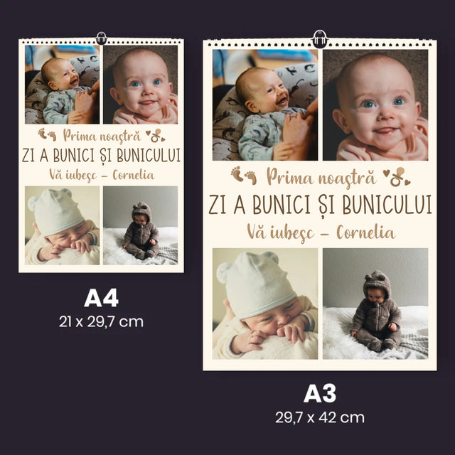 Colaj De Fotografii: Prima Noastră Zi A Bunicei Și Bunicului - Calendar De Perete