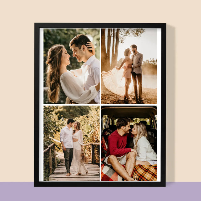 Colaj De Fotografii: 4 Fotografii - Imprimare Cu Ramă 30X40 (Verticală)