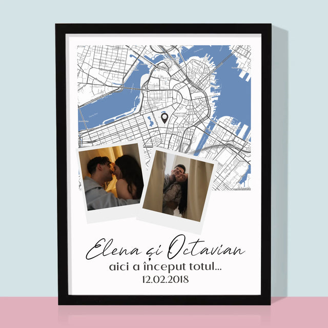 Harta Oraș: Harta Orașului: Unde A Început Totul - Imprimare Cu Ramă 30X40 (Verticală)