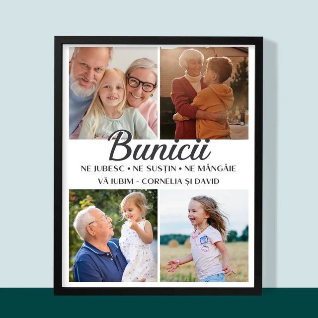 Colaj De Fotografii: Dragi Bunici - Imprimare Cu Ramă 30X40 (Verticală)