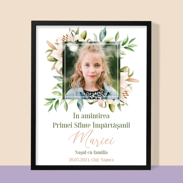Fotografie Si Semnătură: Pentru Sărbătorirea Primei Împărtășiri - Imprimare Cu Ramă 30X40 (Verticală)