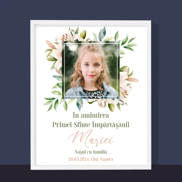 Fotografie Si Semnătură: Pentru Sărbătorirea Primei Împărtășiri - Imprimare Cu Ramă 30X40 (Verticală)