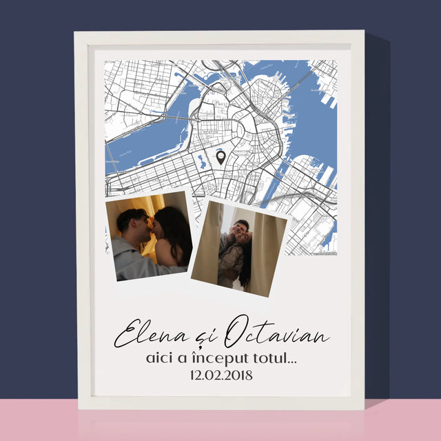 Harta Oraș: Harta Orașului: Unde A Început Totul - Imprimare Cu Ramă 30X40 (Verticală)