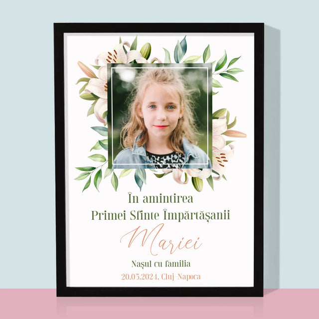 Fotografie Si Semnătură: Pentru Sărbătorirea Primei Împărtășiri - Imprimare Cu Ramă 30X40 (Verticală)