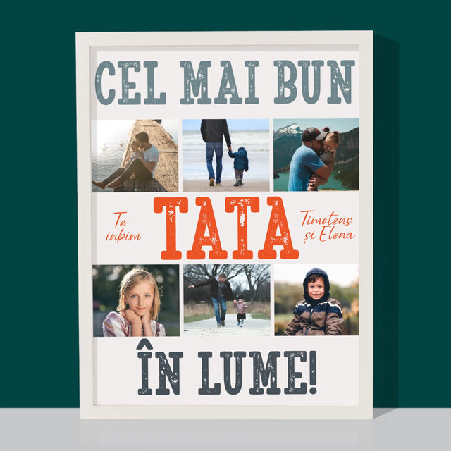 Colaj De Fotografii: Cel Mai Bun Tată Din Lume Fotografii - Imprimare Cu Ramă 30X40 (Verticală)