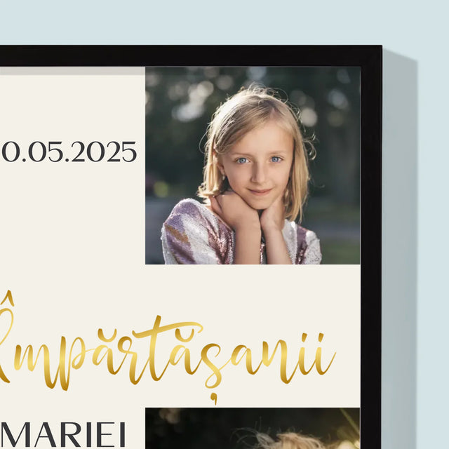 Colaj De Fotografii: Primei Sfinte Împărtășanii Cruce - Imprimare Cu Ramă 30X40 (Verticală)