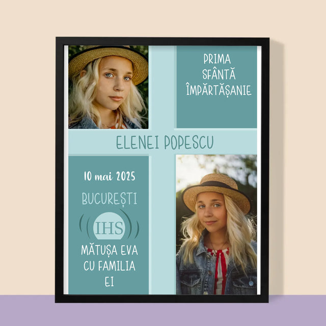 Colaj De Fotografii: Prima Sfântă Împărtășanie - Imprimare Cu Ramă 30X40 (Verticală)