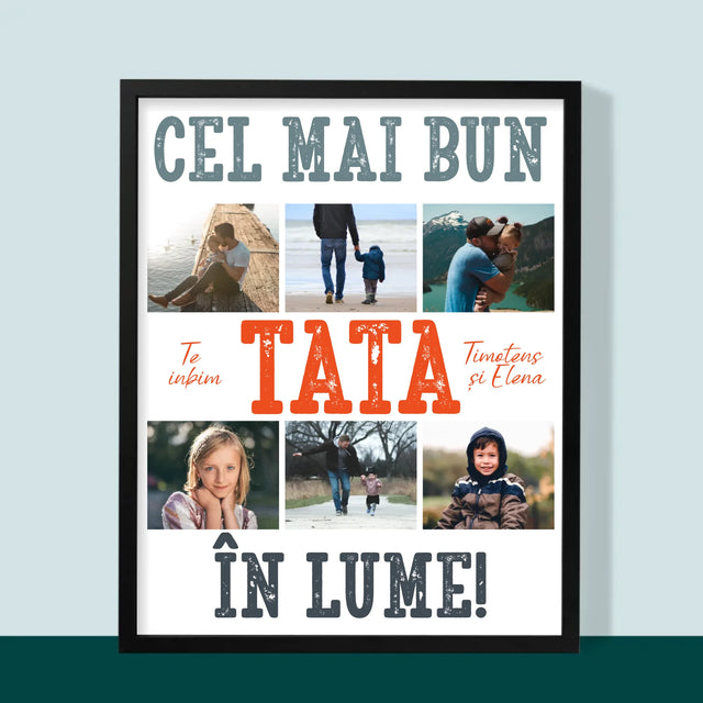 Colaj De Fotografii: Cel Mai Bun Tată Din Lume Fotografii - Imprimare Cu Ramă 30X40 (Verticală)