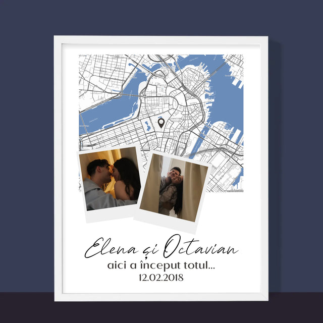 Harta Oraș: Harta Orașului: Unde A Început Totul - Imprimare Cu Ramă 30X40 (Verticală)