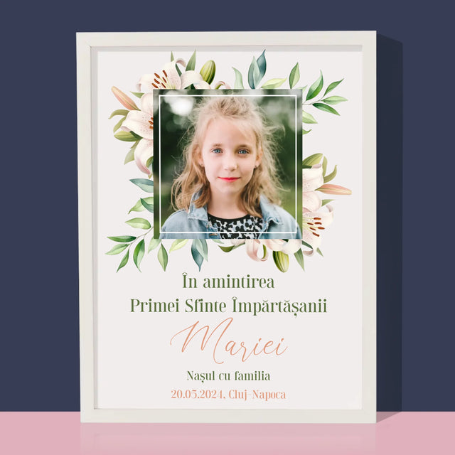 Fotografie Si Semnătură: Pentru Sărbătorirea Primei Împărtășiri - Imprimare Cu Ramă 30X40 (Verticală)