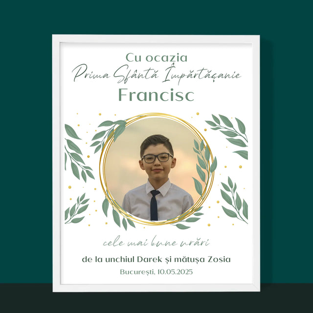Fotografie Si Semnătură: Cu Ocazia Primei Sfinte Împărtășanii - Imprimare Cu Ramă 30X40 (Verticală)