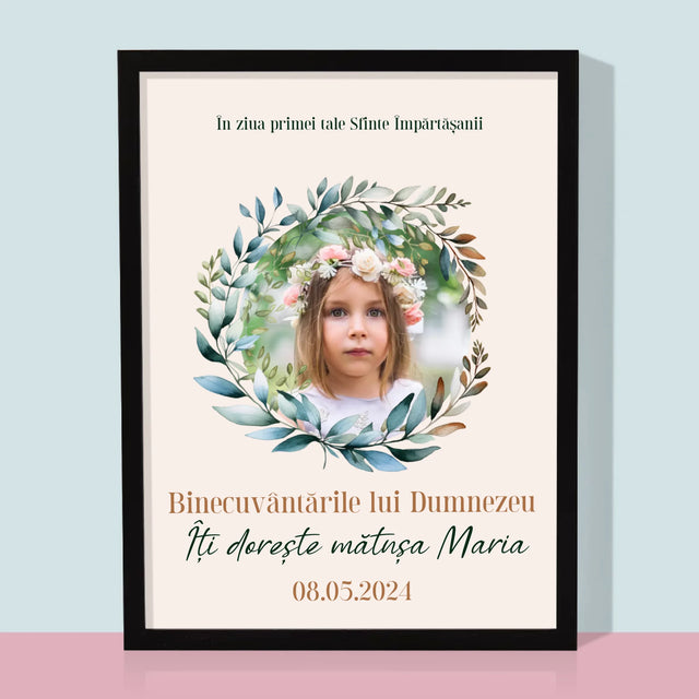 Fotografie Si Semnătură: În Ziua Primei Sfinte Împărtășanii - Imprimare Cu Ramă 30X40 (Verticală)