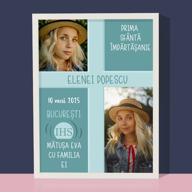 Colaj De Fotografii: Prima Sfântă Împărtășanie - Imprimare Cu Ramă 30X40 (Verticală)