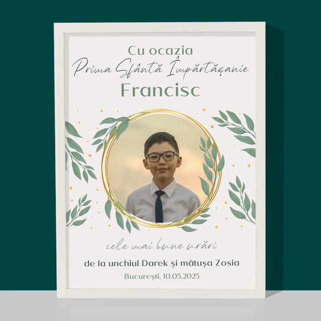 Fotografie Si Semnătură: Cu Ocazia Primei Sfinte Împărtășanii - Imprimare Cu Ramă 30X40 (Verticală)
