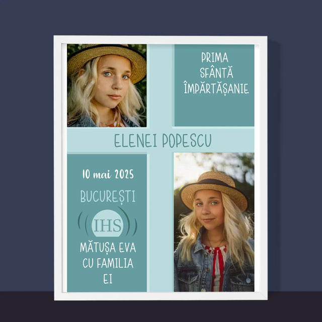 Colaj De Fotografii: Prima Sfântă Împărtășanie - Imprimare Cu Ramă 30X40 (Verticală)