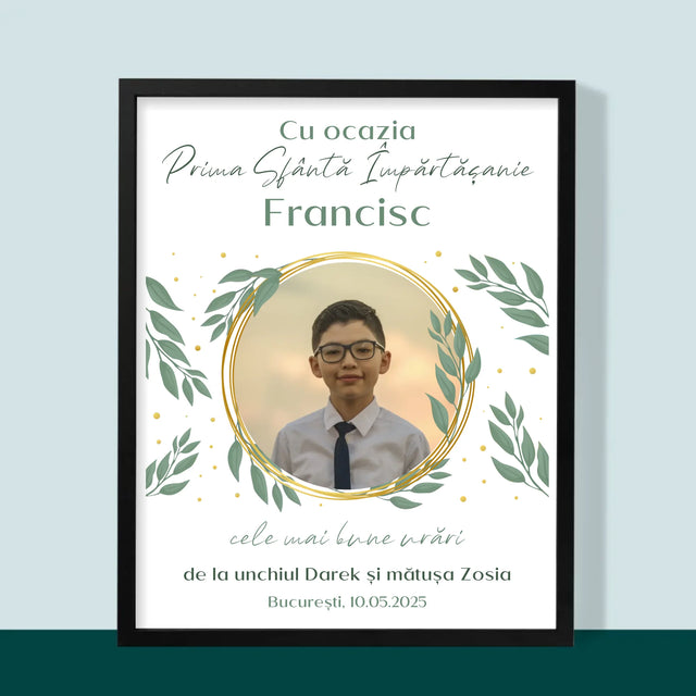 Fotografie Si Semnătură: Cu Ocazia Primei Sfinte Împărtășanii - Imprimare Cu Ramă 30X40 (Verticală)