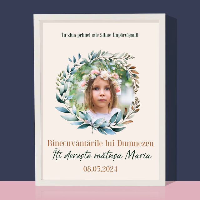 Fotografie Si Semnătură: În Ziua Primei Sfinte Împărtășanii - Imprimare Cu Ramă 30X40 (Verticală)