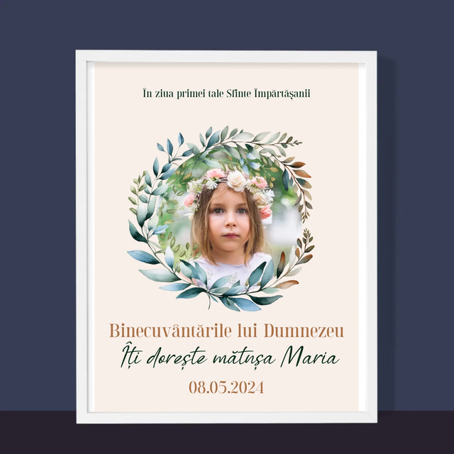 Fotografie Si Semnătură: În Ziua Primei Sfinte Împărtășanii - Imprimare Cu Ramă 30X40 (Verticală)