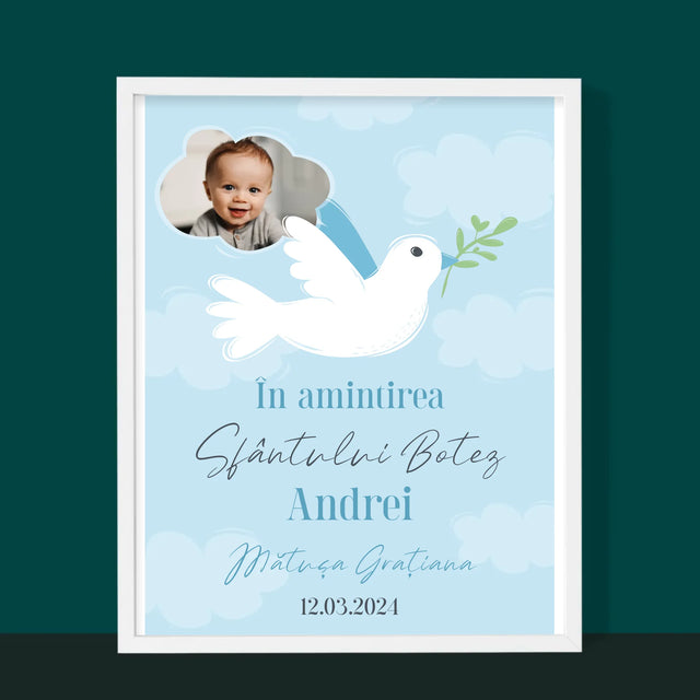 Fotografie Si Semnătură: În Amintirea Sfântului Botez Porumbei - Imprimare Cu Ramă 30X40 (Verticală)