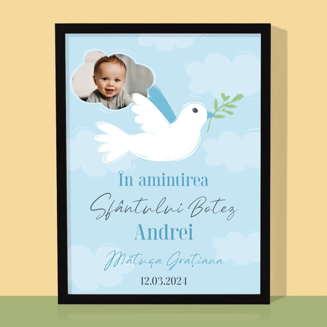 Fotografie Si Semnătură: În Amintirea Sfântului Botez Porumbei - Imprimare Cu Ramă 30X40 (Verticală)