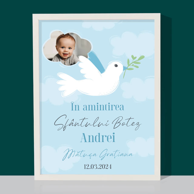 Fotografie Si Semnătură: În Amintirea Sfântului Botez Porumbei - Imprimare Cu Ramă 30X40 (Verticală)