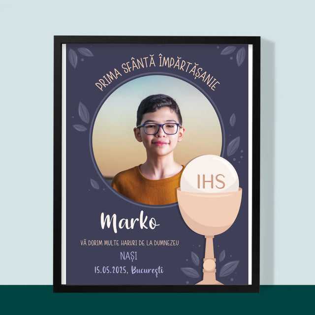 Fotografie Si Semnătură: Prima Sfântă Împărtășanie - Imprimare Cu Ramă 30X40 (Verticală)