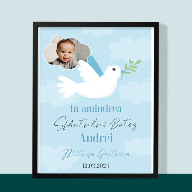Fotografie Si Semnătură: În Amintirea Sfântului Botez Porumbei - Imprimare Cu Ramă 30X40 (Verticală)
