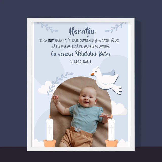 Fotografie Si Semnătură: Cu Ocazia Sfântului Botez, Vă Dorim - Imprimare Cu Ramă 30X40 (Verticală)