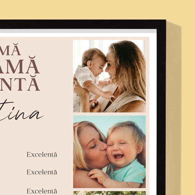 Colaj De Fotografii: Diplomă De Mamă Eminentă - Imprimare Cu Ramă 30X40 (Verticală)
