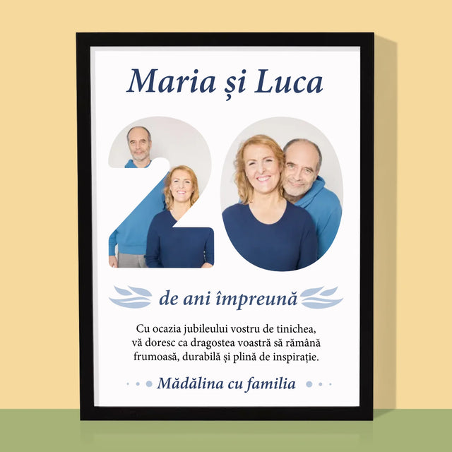 Cuvânt Din Fotografii: 20 De Ani Împreună - Imprimare Cu Ramă 30X40 (Verticală)