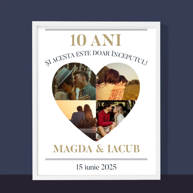 Formă Din Fotografii: Aniversare Inimă - Imprimare Cu Ramă 30X40 (Verticală)