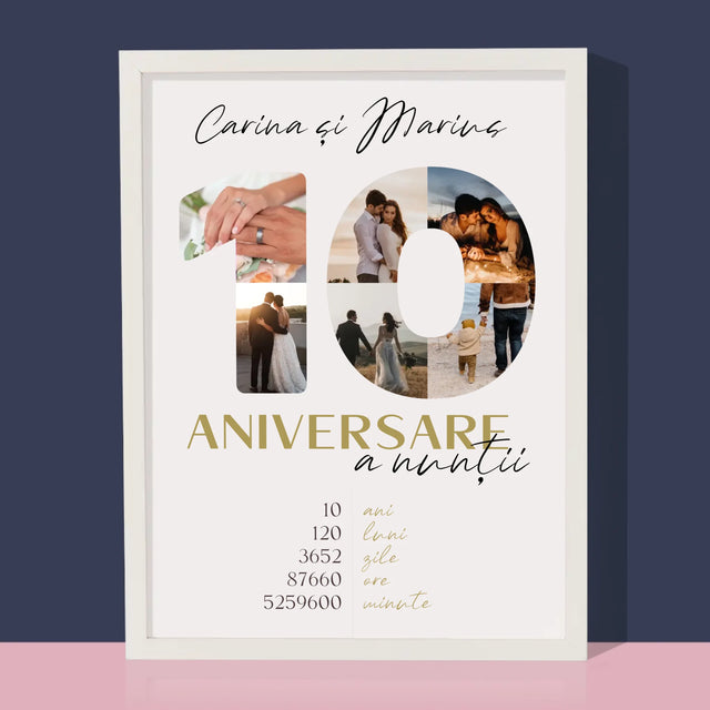 Cuvânt Din Fotografii: A 10-A Aniversare A Nunții - Imprimare Cu Ramă 30X40 (Verticală)